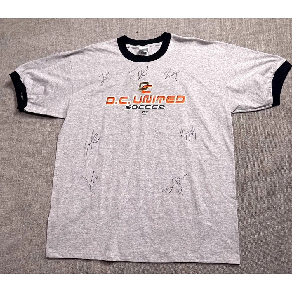 CK Productions Apparel D.C. United Soccer Ringer T-Shirt Adult XL Gray Black